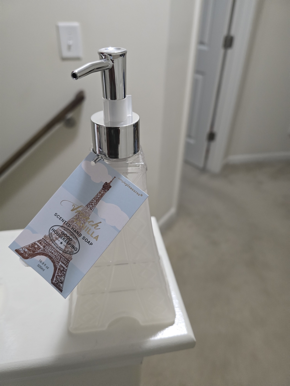 Clear Pyramid Liquid Soap Dispenser with Chrome Pump - White